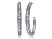 Luxurious 0.02 Cttw Diamond Accent Hoop Earrings In 14K White Gold Plated