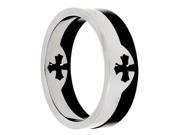 Diamond Princess DP119711 Two Toned Black And Silver Cross Puzzle Ring In Stainless Steel