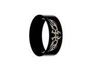 Diamond Princess DP119810 Tribal Designed Black Ring In Stainless Steel
