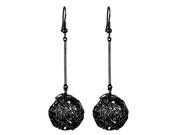 Elegant Black Plated Wire Ball Dangle Earrings