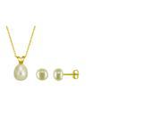 Genuine 14k Gold Plated 6mm White Freshwater Cultured Pearl Set
