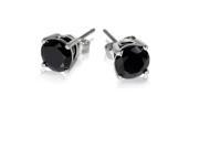 Genuine Luxurious Classic 3.50 Ctw Black Spinel Solitaire Studs In Sterling Silver.