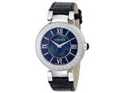 Versace Womens Leda Stainless Steel Watch with Black Leather Band