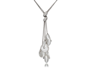 Versatile 0.28 Cttw Diamond Dangle Pearl Bead 8mm Latrait Style Necklace In 18K White Gold
