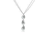 Classic 0.05 Cttw Diamond and Tripple Drop 8mm Pearl Neckalce In 18K White Gold