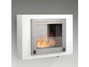 Wellington Wall Mounted Fireplace Gloss White and Stainless Steel
