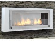 Santa Cruz Wall Mounted Fireplace Gloss White and Stainless Steel