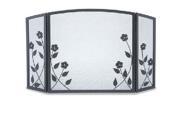 3 Panel Forged Floral Screen Black