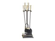 Antique Brass Plated And Black 4 Tool Fire Set