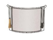 Bowed Screen with Hearth Tools Vintage Iron