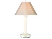 Seaside White Outdoor Table Lamp with Antique Beige Linen Shade