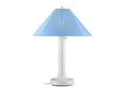 Catalina White Outdoor Table Lamp with Sky Blue Shade