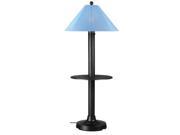 Catalina Black Outdoor Floor Table Lamp with Sky Blue Shade