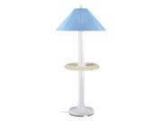 Catalina White Outdoor Floor Table Lamp with Sky Blue Shade