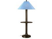 Catalina Bronze Outdoor Floor Table Lamp with Sky Blue Shade