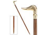 Mallard Duck Polished Brass Handle Walking Stick