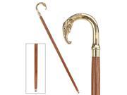 Elephant Polished Brass Curved handle Hardwood Walking Stick