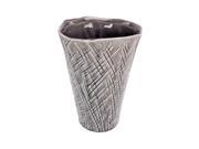 Tama Hand Crafted Ceramic Crosshatch Vase 8 inch