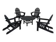 POLYWOOD Classic Adirondack 5 Piece Conversation Group in Black