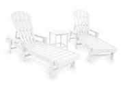POLYWOOD South Beach Chaise 3 Piece Set in White
