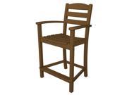 POLYWOOD La Casa Cafe Counter Arm Chair in Teak