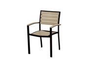 POLYWOOD Euro Dining Arm Chair in Textured Black Sand