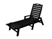 POLYWOOD Nautical Chaise with Arms Stackable in Black