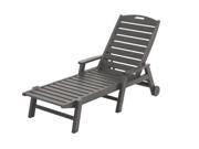 POLYWOOD Nautical Wheeled Chaise with Arms Stackable in Slate Grey