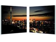 Taipei Skyline Mounted Photography Print Diptych