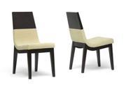 Set of 2 Prezna Dark Brown and Beige Modern Dining Chair