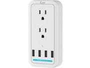 iLuv ROCKWP2UL Rockwall Power 2 2 Outlet Wall Charger with 4 USB charging Ports White
