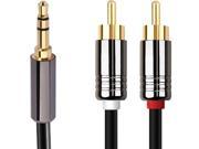 Calrad Electronics High Grade Y Cable Two RCA Plugs to 3.5mm Plug Gold Plated Plugs. 3 Ft. Long