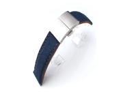 22mm MiLTAT Navy Blue Washed Canvas Watch Band Brushed Dome Deployant Clasp
