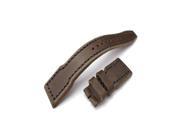 22mm MiLTAT Pull Up Leather Chestnut Brown IWC Big Pilot replacement Strap Charcoal Wax Stitching