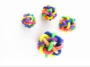 1.5Inch Diameter Pet Dog Cat Rainbow Ball Bell Color Rubber Toy Non toxic rubber pet toy Chews