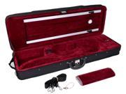 New Black 4 4 Square Enhanced Violin Case w Built in Hygrometer Carry Straps