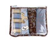 Trend Lab Cowboy Baby Zipper Pouch and 4 Burp Cloths Gift Set Blue