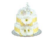 Bloomers Baby Diaper Cake Classic Yellow Daisies with Polka Dots S 2 Tier