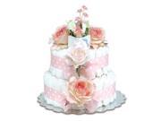 Bloomers Baby Diaper Cake Classic Pink Roses with Polka Dots Small 2 Tier