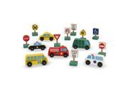 Melissa Doug Wooden Vehicles and Traffic Signs Play Set