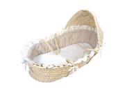 Badger Basket Hooded Moses Basket Ecru Beige Gingham Bedding