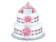 Bloomers Baby Diaper Cake Pink Mums with Pink Chocolate Dots S 2 Tier