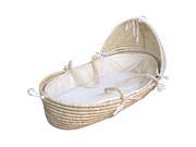 Badger Basket Hooded Moses Basket Ecru Waffle Bedding