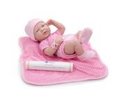 15 inch La Newborn Real Girl Doll Pink with White Polka Dots and Blanket