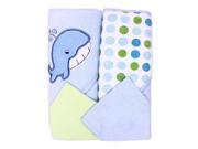SpaSilk 4 Piece Hooded Towel and Washcloths Set Blue Whale