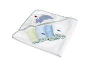 SpaSilk Hooded Towel Set with 4 Washcloths Whale Applique
