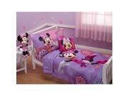 Disney Minnie Mouse 4 Piece Toddler Bedding Set Pink Purple Floral Print