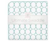 SwaddleDesigns Ultimate Swaddle Blanket Mod Circles on White SeaCrystal