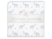 SwaddleDesigns Ultimate Swaddle Blanket Elephant Chickies Morning Sky