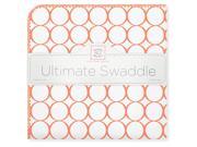 SwaddleDesigns Ultimate Swaddle Blanket Mod Circles on White Orange